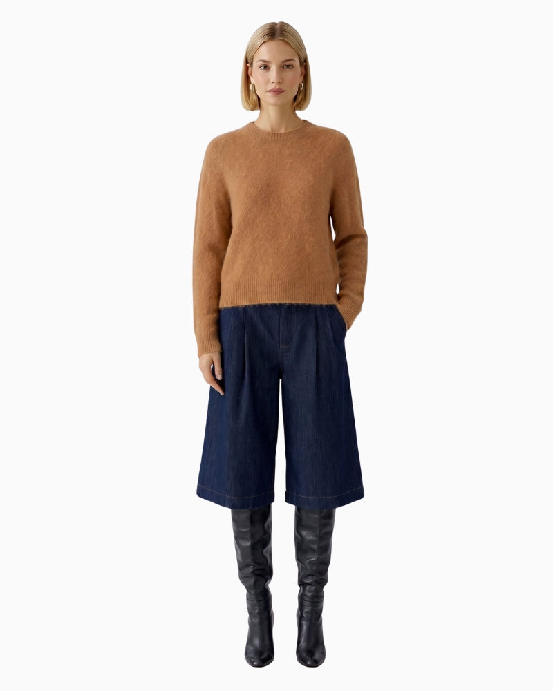 Oui Knitted Sweater in Brown styled view