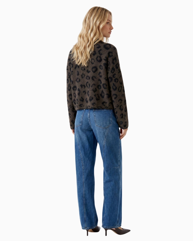 Oui Knitted Sweater in Dark Brown back view