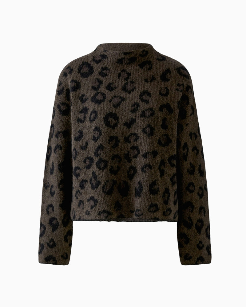 Oui Knitted Sweater in Dark Brown fabric texture
