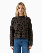 Oui Knitted Sweater in Dark Brown front view