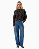 Oui Knitted Sweater in Dark Brown styled view