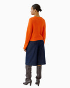 Oui Knitted Sweater in Orange back view