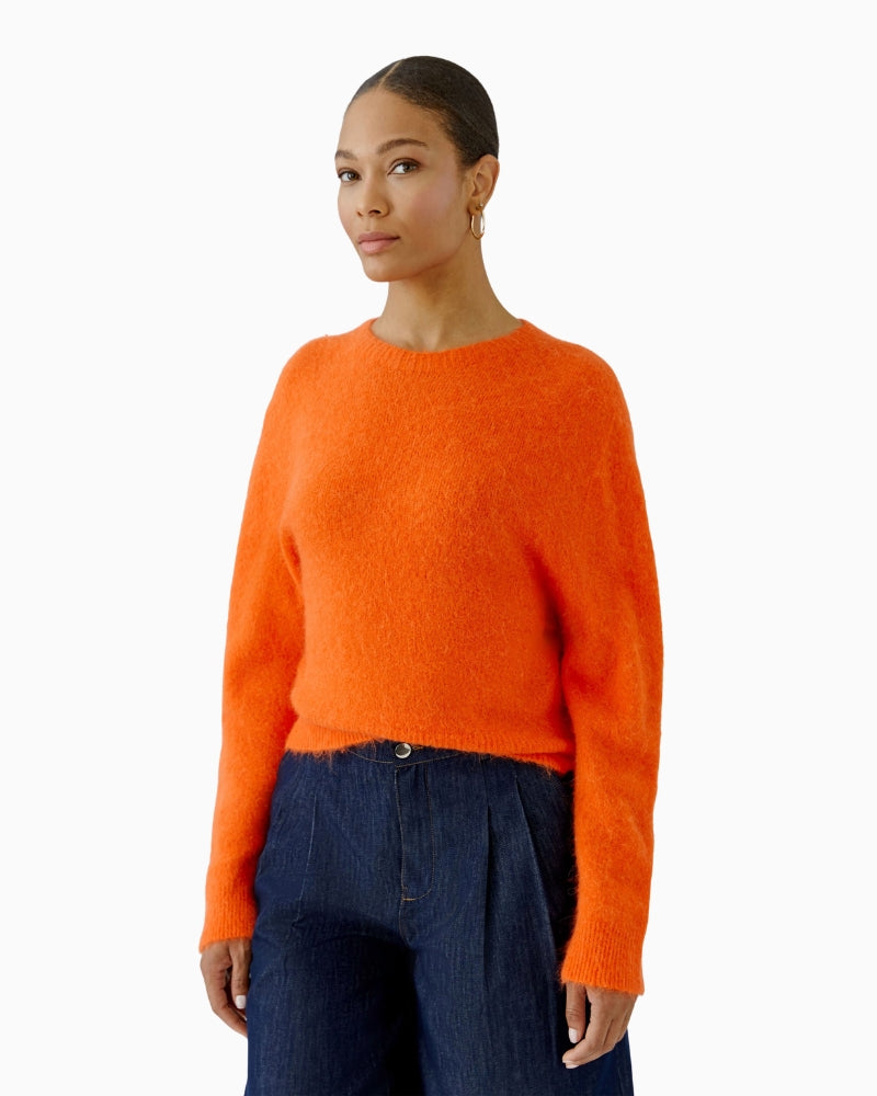 Oui Knitted Sweater in Orange front view