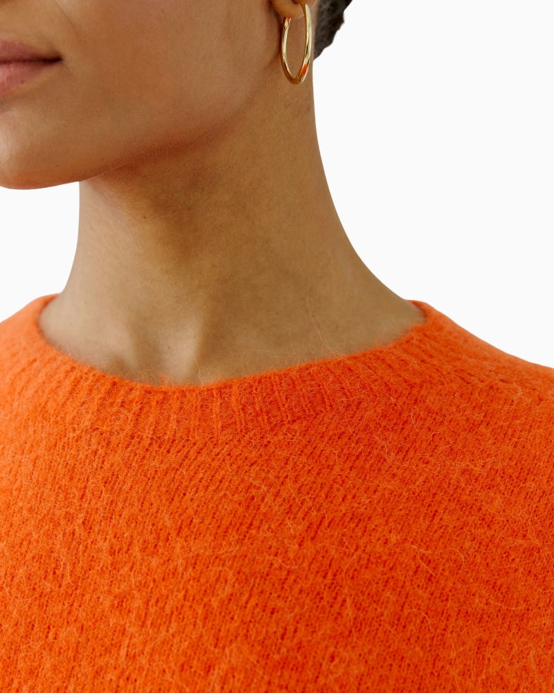 Oui Knitted Sweater in Orange neckline detail