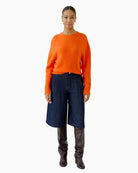 Oui Knitted Sweater in Orange styled view