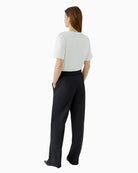 Oui LACY Pants in black full-length back view