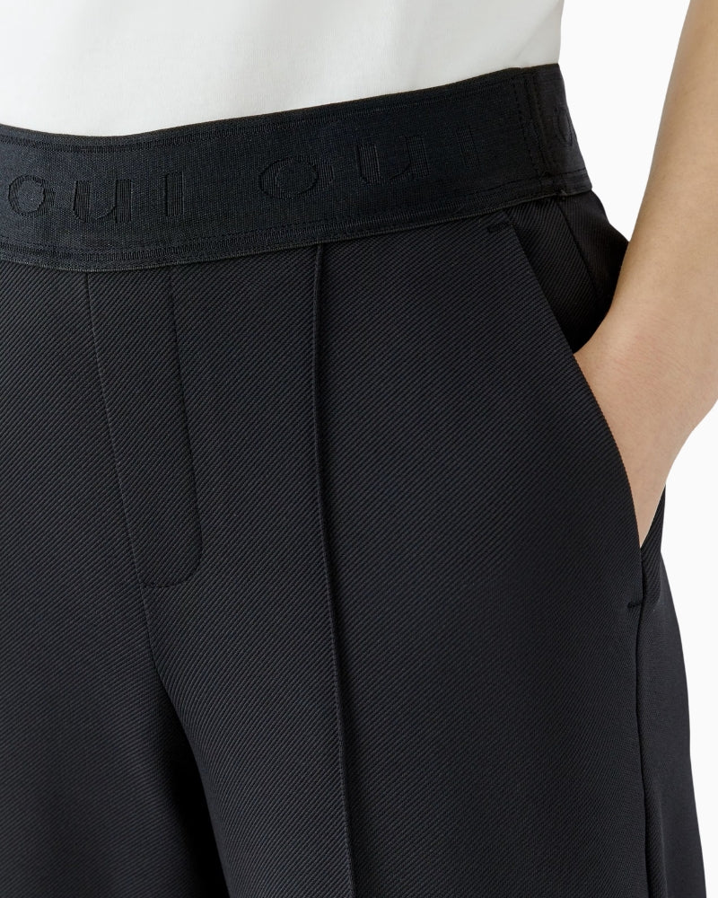 Oui LACY Pants in black waistband detail with Oui logo
