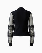 Oui Lace Sleeve Jumper in Black back detail