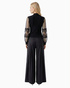 Oui Lace Sleeve Jumper in Black back view