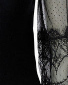 Oui Lace Sleeve Jumper in Black sheer lace sleeve detail