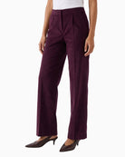 Oui Lacy Trousers in Berry front view