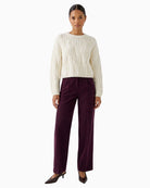 Oui Lacy Trousers in Berry styled view