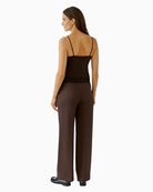 Oui Lacy Trousers in Chocolate Torte brown back view
