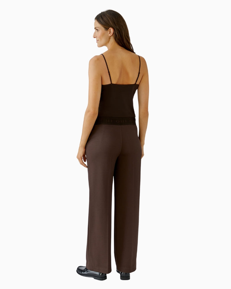 Oui Lacy Trousers in Chocolate Torte brown back view