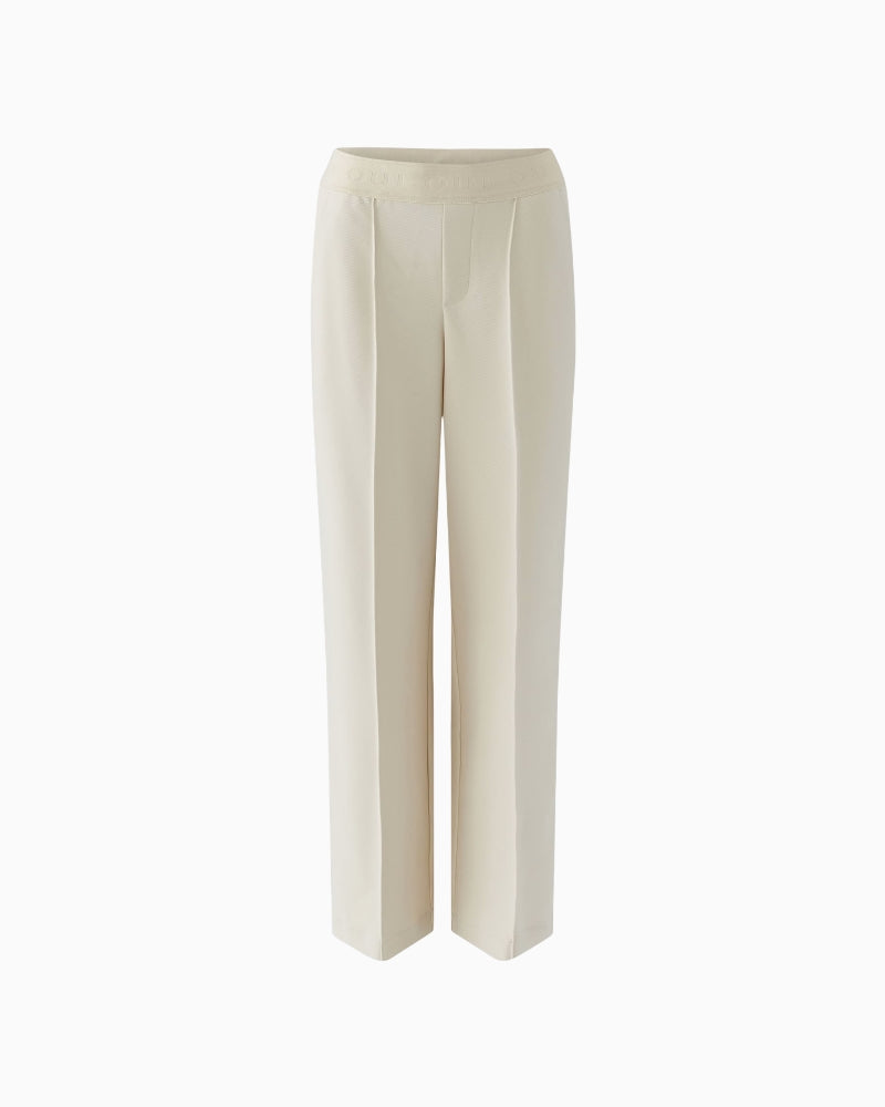 Oui Lacy Trousers in Offwhite fabric detail