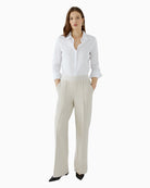 Oui Lacy Trousers in Offwhite front view