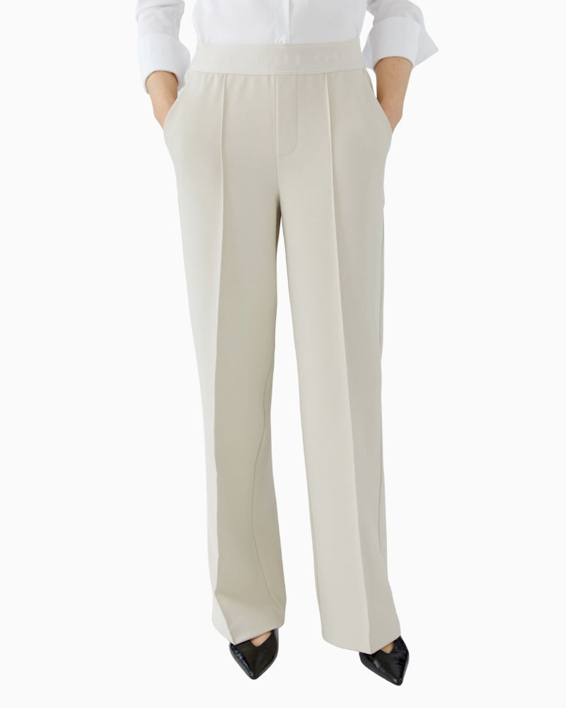 Oui Lacy Trousers in Offwhite front view