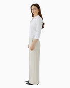 Oui Lacy Trousers in Offwhite side view