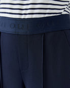 Oui Lacy Trousers in navy waistband detail