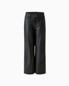 Oui Leather Trousers in Black front view
