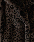 Oui Leopard Faux Fur Coat in dark brown leopard faux fur texture detail