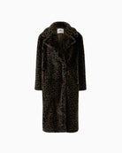 Oui Leopard Faux Fur Coat in dark brown leopard front product image