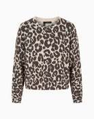 Oui Leopard Print Jumper in Taupe front view