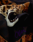 Oui Leopard Print Scarf in Brown Multi fabric detail
