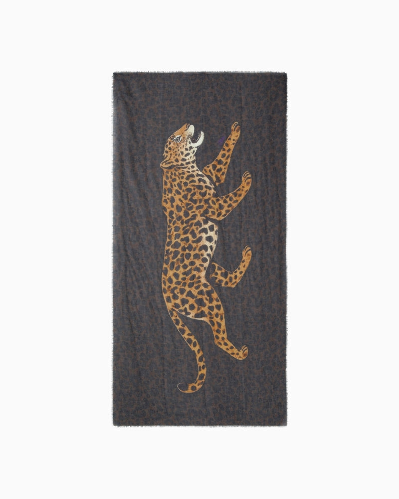 Oui Leopard Print Scarf in Brown Multi front view