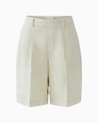 Oui Linen Bermuda Shorts in Biscuit front view