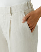 Oui Linen Bermuda Shorts in Biscuit pocket detail