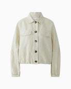 Oui Linen Blouson Jacket in Biscuit front view