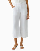 Oui Linen Trousers in Optic White front view