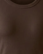 Oui Long Sleeve Ribbed T-Shirt in Brown close-up front view