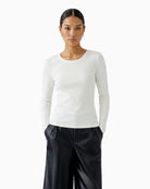 Oui Long Sleeve T-Shirt in off white front view