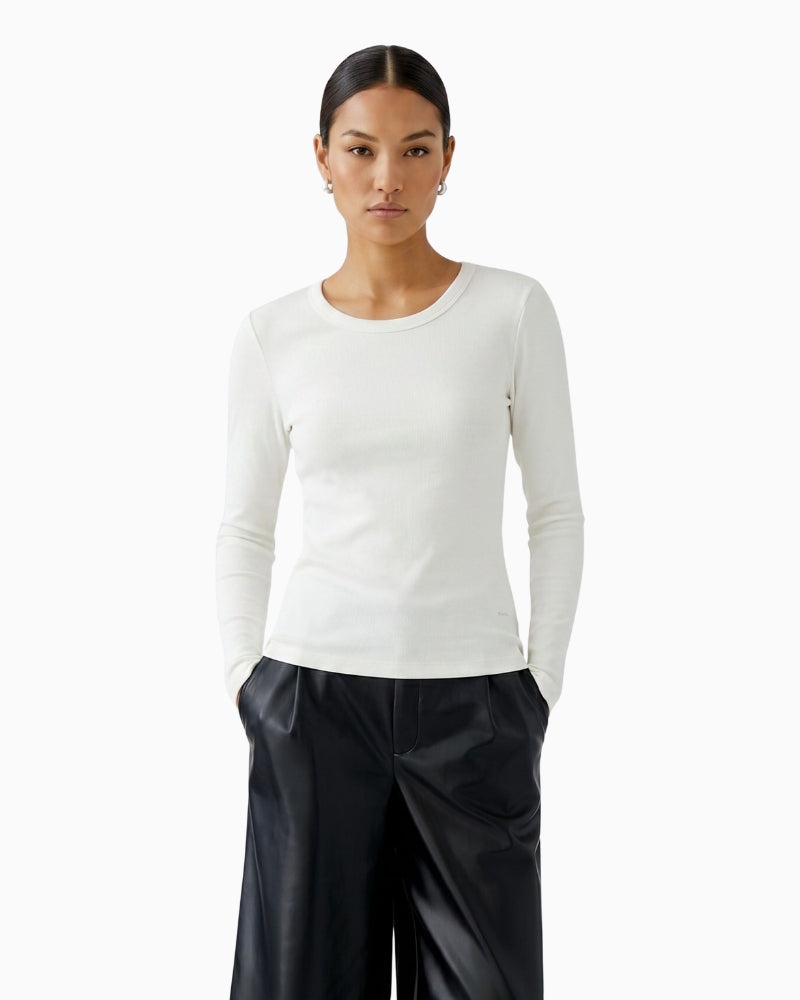 Oui Long Sleeve T-Shirt in off white front view