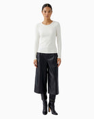 Oui Long Sleeve T-Shirt in off white styled front view