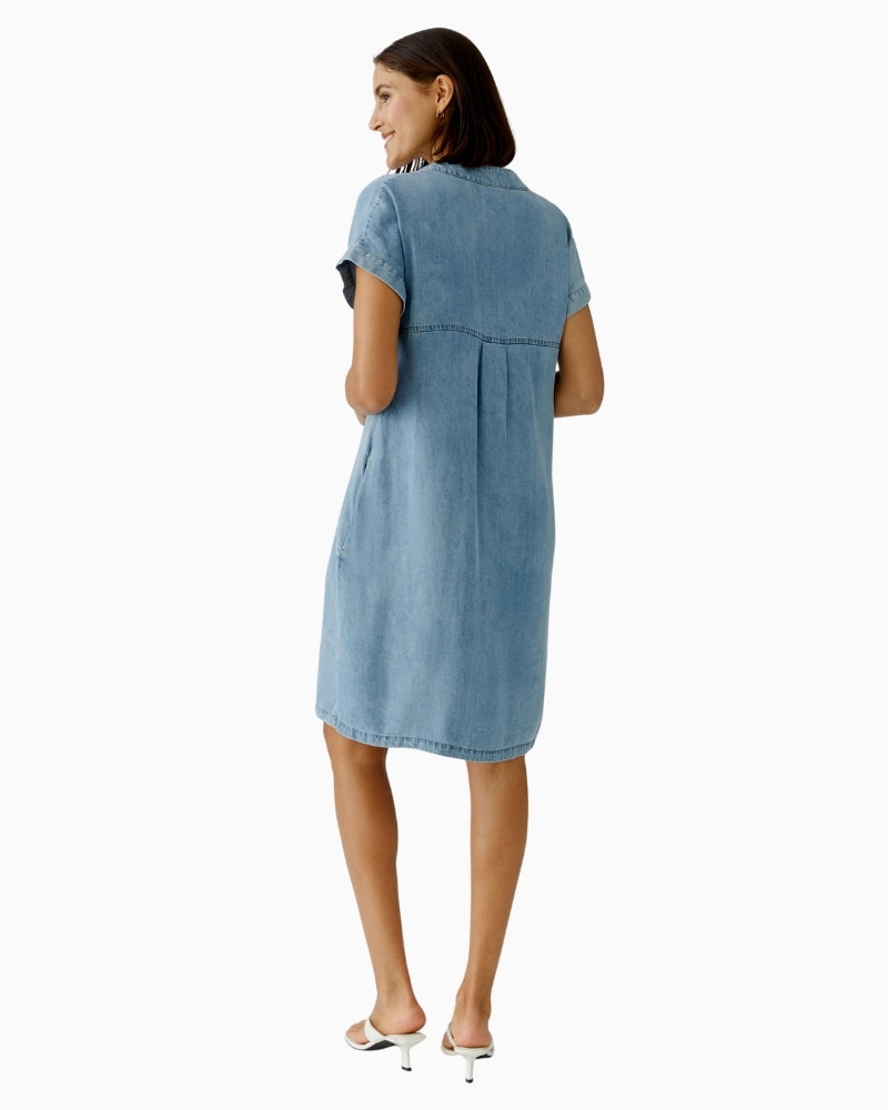 Oui Lyocell Denim Dress in dark blue denim back model view