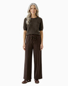 Oui Marlene Trousers in Brown worn view