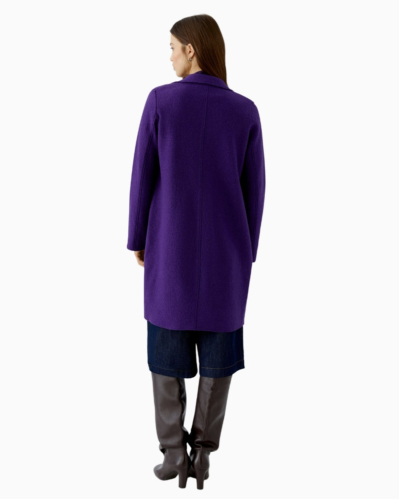 Oui Mayson Boiled Wool Coat in Violet back view