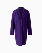 Oui Mayson Boiled Wool Coat in Violet fabric detail