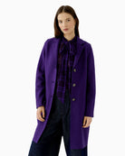 Oui Mayson Boiled Wool Coat in Violet front view