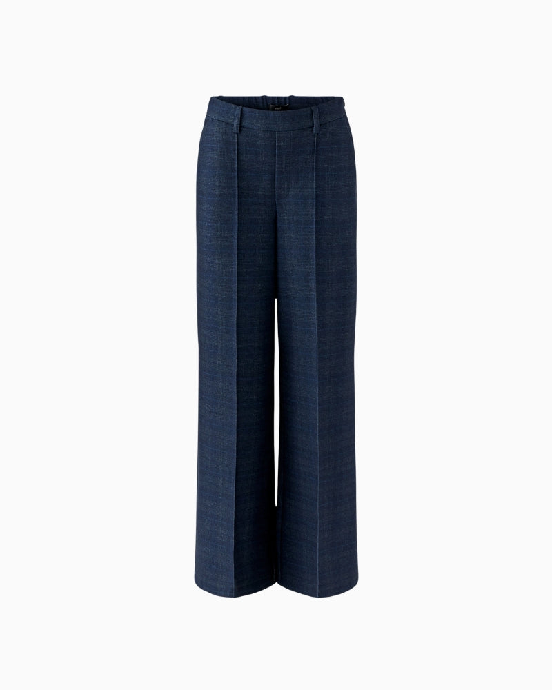 Oui Mid Rise Trousers in navy front view