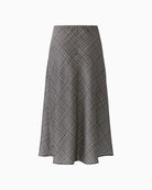 Oui Midi Skirt in off-white and brown check back detail