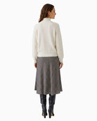 Oui Midi Skirt in off-white and brown check back view