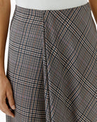 Oui Midi Skirt in off-white and brown check waistband detail