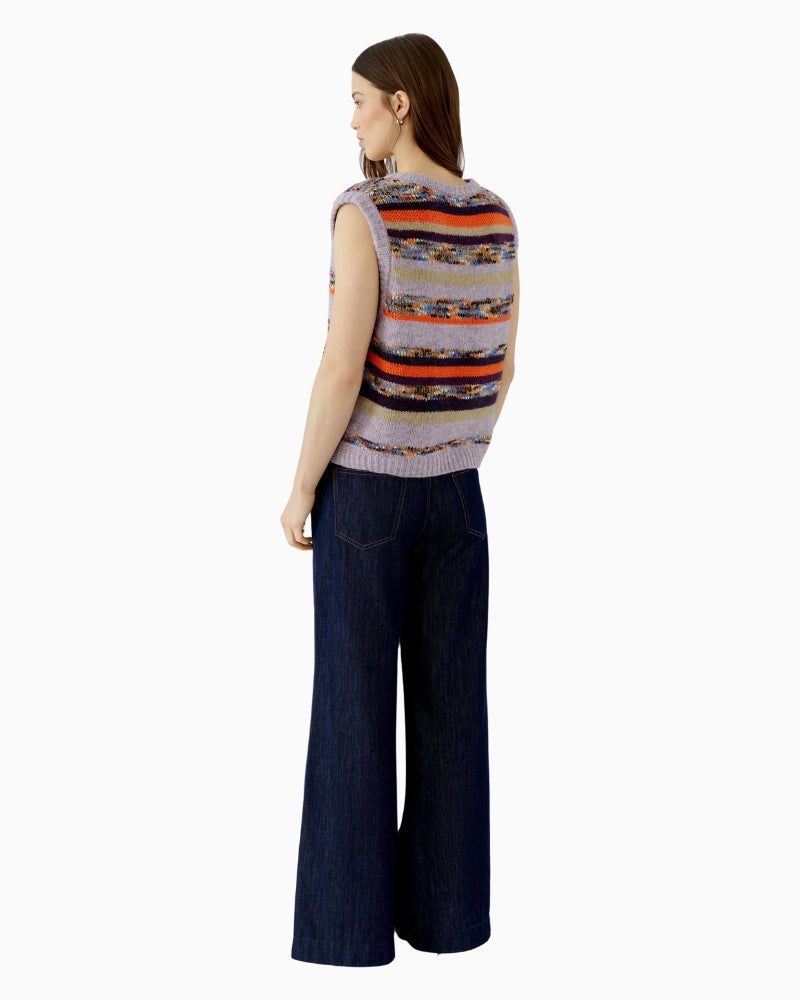 Oui Multi Stripe Vest in Multi back view