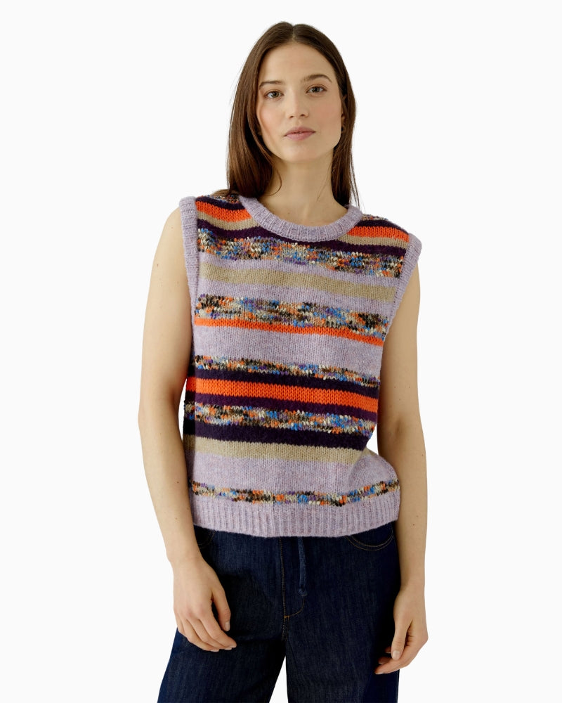 Oui Multi Stripe Vest in Multi front view