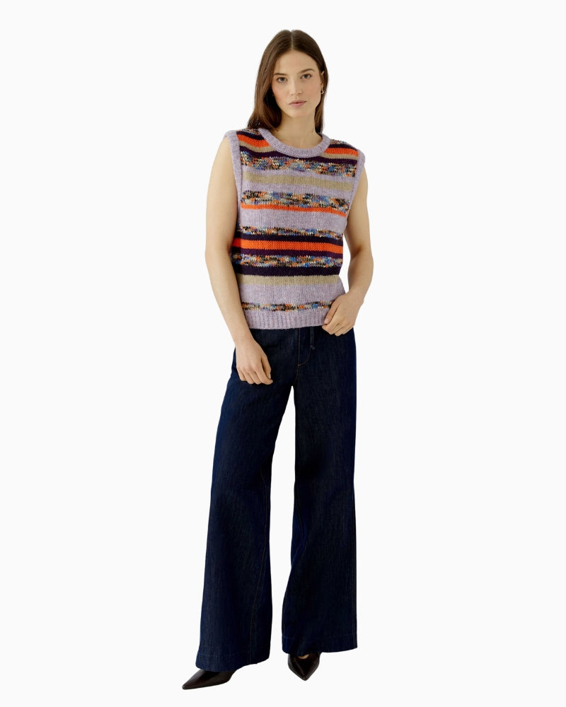 Oui Multi Stripe Vest in Multi styled view