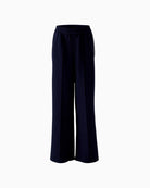 Full front view of relaxed-fit trousers with elasticated waist